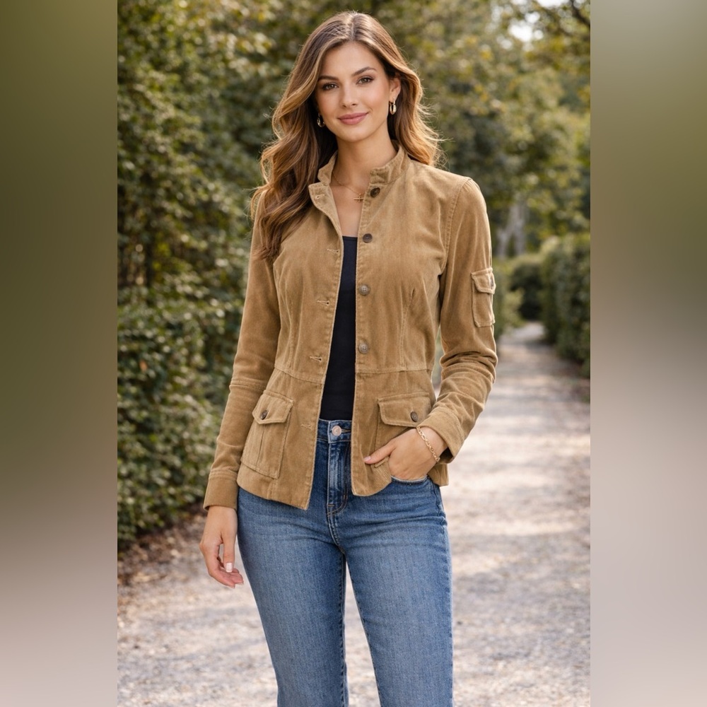 Anthropologie Ruth Corduroy Jacket Camel Brown 4 Small Stretch Cotton